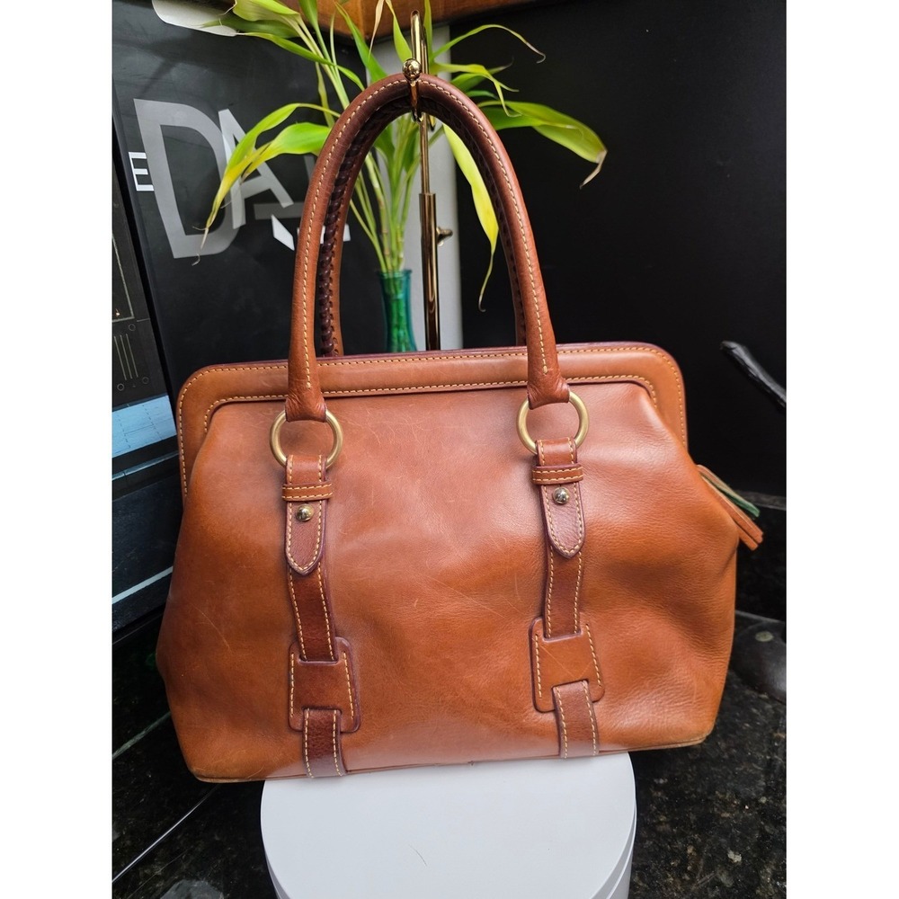 Dooney & Bourke Mitchell Satchel Tan Florentine Leather Doctor Bag Large - Picture 3 of 16